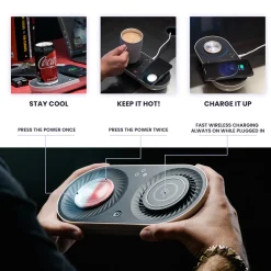 Heating/Cooling Beverage Base with Wireless Charging by Sharper Image
