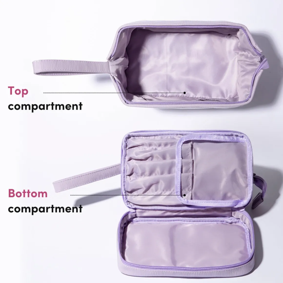 2-in-1 Cosmetic Case with Makeup Brush Compartment