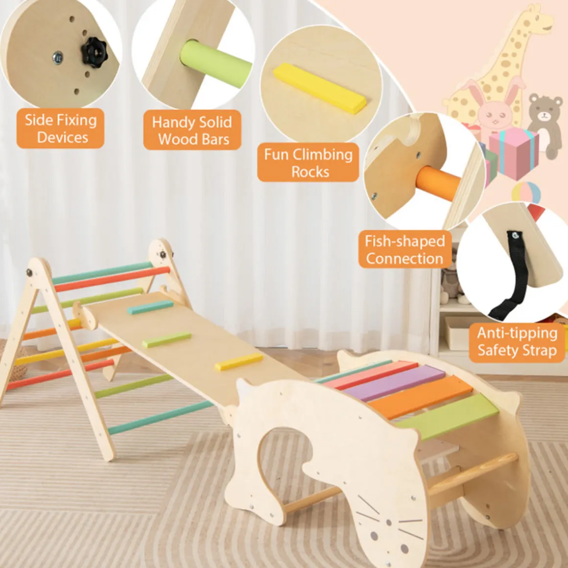 7-in-1 Indoor Climbing Toys with Reversible Ramp