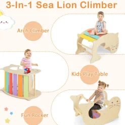 7-in-1 Indoor Climbing Toys with Reversible Ramp