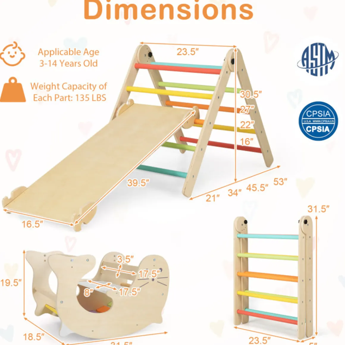 7-in-1 Indoor Climbing Toys with Reversible Ramp