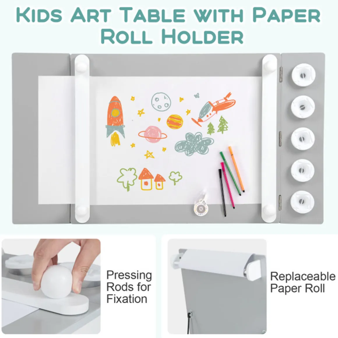 2-in-1 Kids Art Table and Easel Set with Chairs