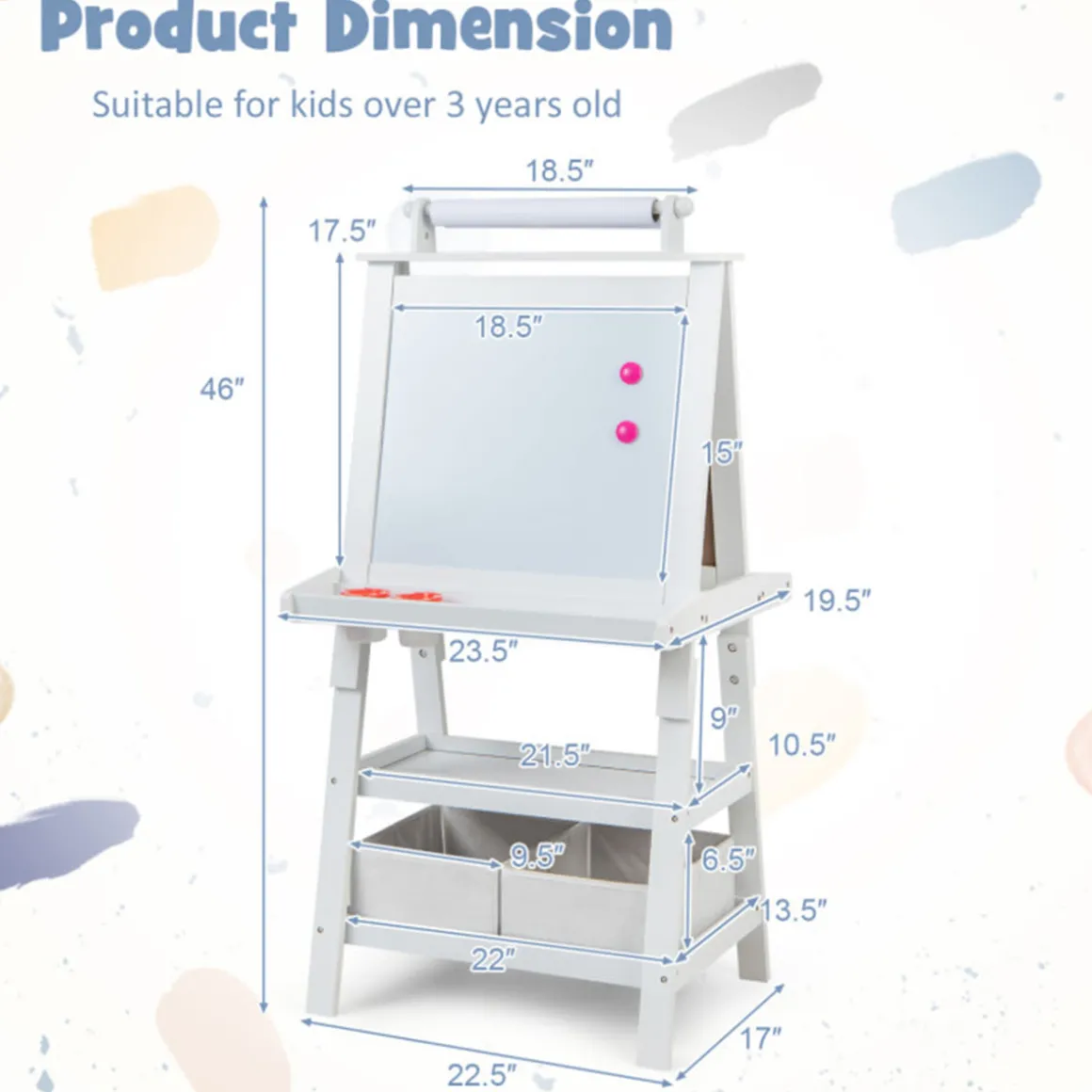 3-in-1 Kids Double-Sided Art Easel