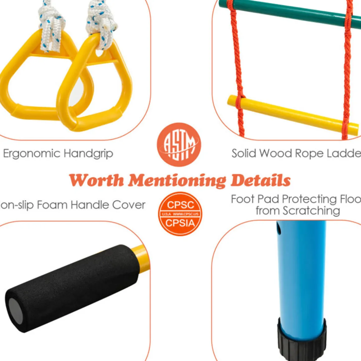 7-in-1 Kids Indoor Swedish Wall Gym Set