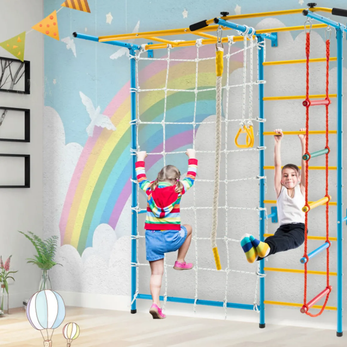 7-in-1 Kids Indoor Swedish Wall Gym Set