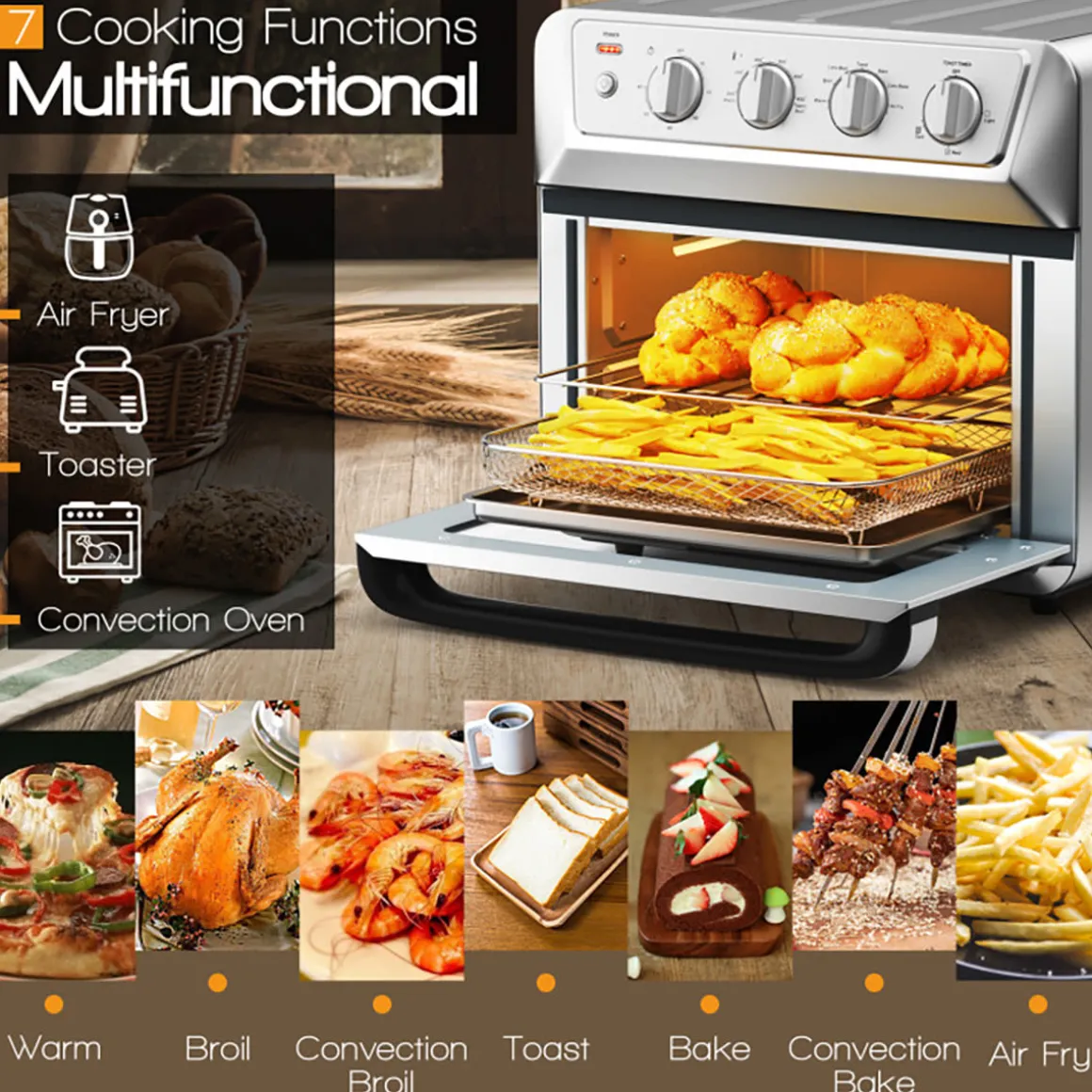 7-in-1 Professional Convection Air Fryer Toaster Oven