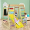 8-in-1 Wooden Climber Play Set with Slide and Swing