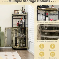 Industrial Corner Bar Cabinet