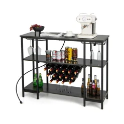 Industrial Wine Rack with Storage Shelves
