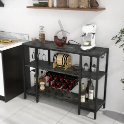 Industrial Wine Rack with Storage Shelves