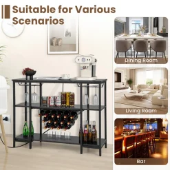 Industrial Wine Rack with Storage Shelves