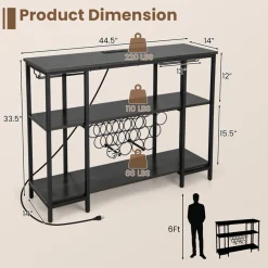 Industrial Wine Rack with Storage Shelves