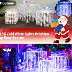 Iridescent Pre-Lit Christmas Gift Box Decoration (Set of 3)
