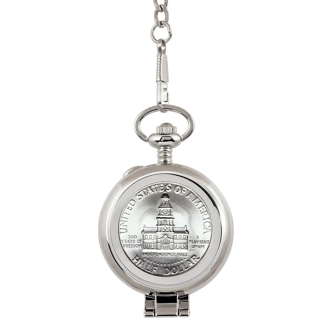JFK Bicentennial Half Dollar Pocket Watch with Skeleton Movement