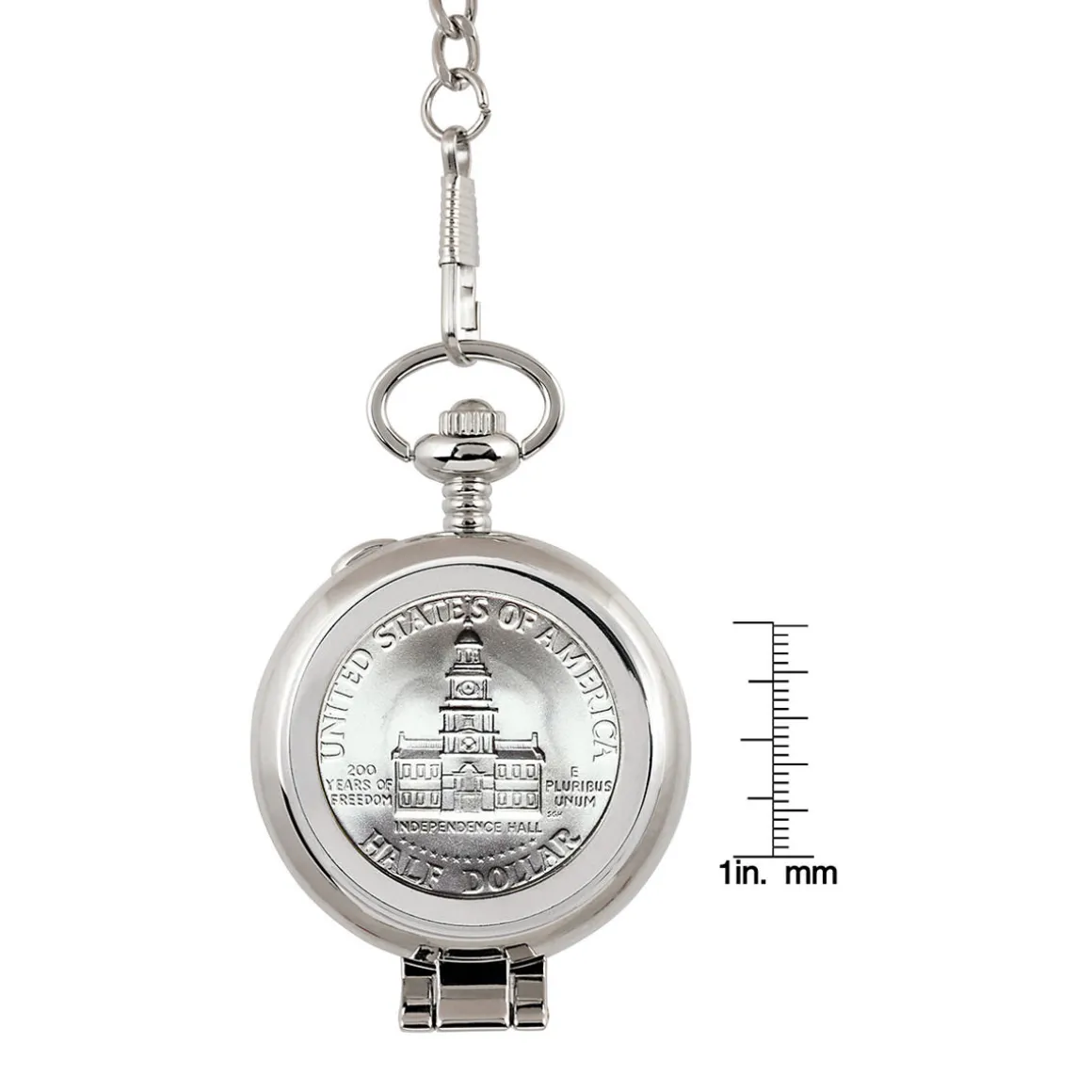 JFK Bicentennial Half Dollar Pocket Watch with Skeleton Movement