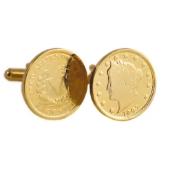 24K Gold-Layered Liberty Head Nickel Cufflinks