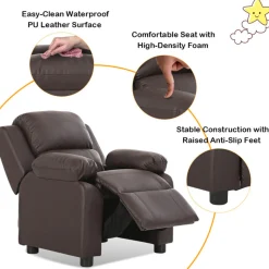 Kids Deluxe Recliner Chair with Storage Arms
