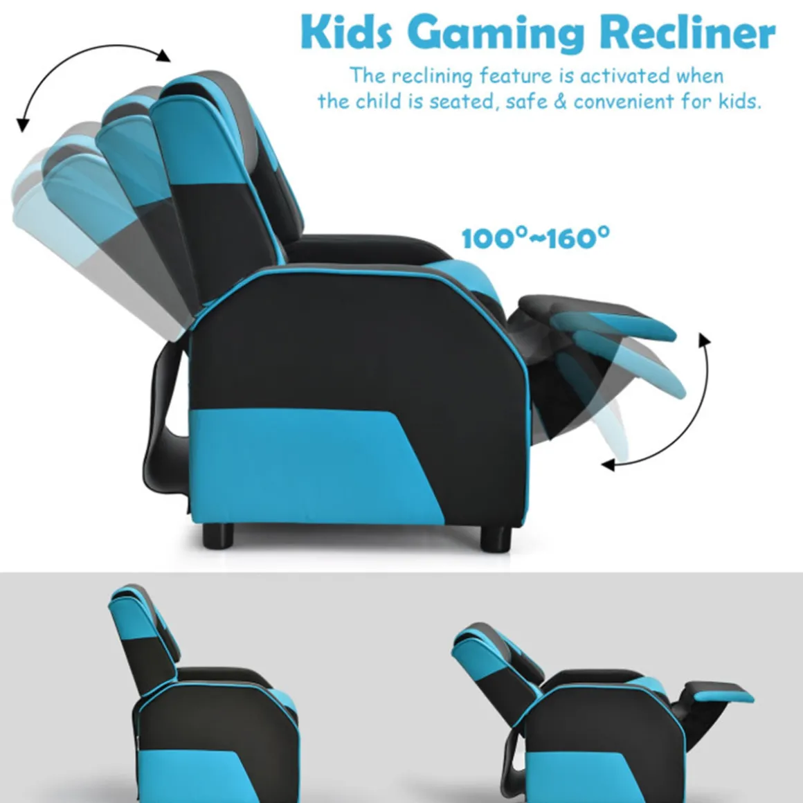 Kids Gaming Sofa Recliner with Headrest and Footrest