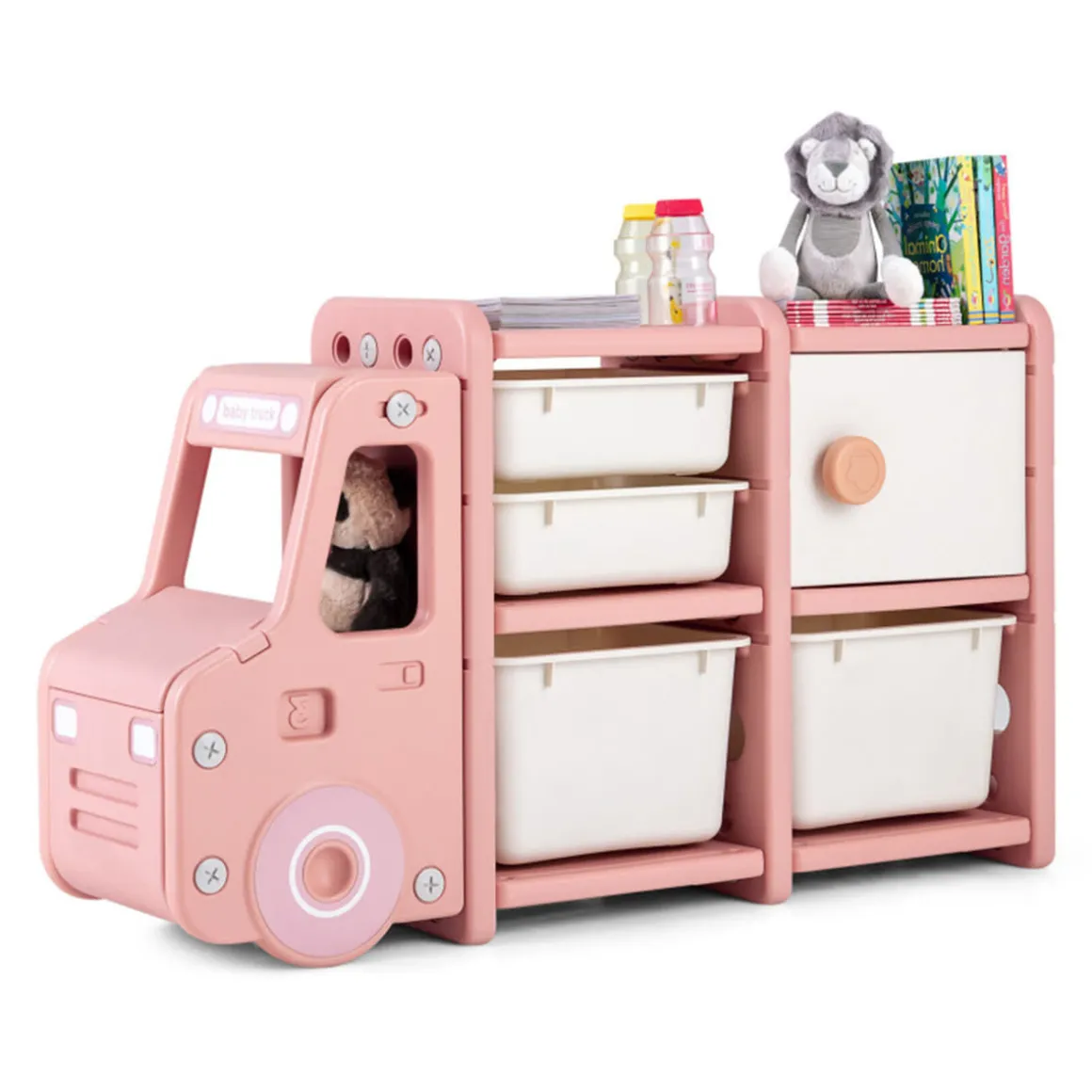 Kids Truck Storage Organizer with Plastic Bins
