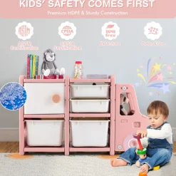 Kids Truck Storage Organizer with Plastic Bins