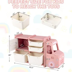 Kids Truck Storage Organizer with Plastic Bins