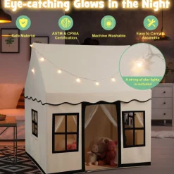 Large Kids Play Tent with Star String Lights