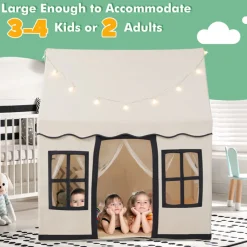 Large Kids Play Tent with Star String Lights