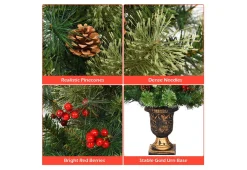 LED Christmas Tree with Red Berries Pine Cones