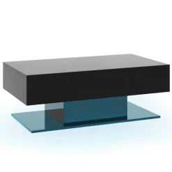 LED Coffee Table with Storage Drawers