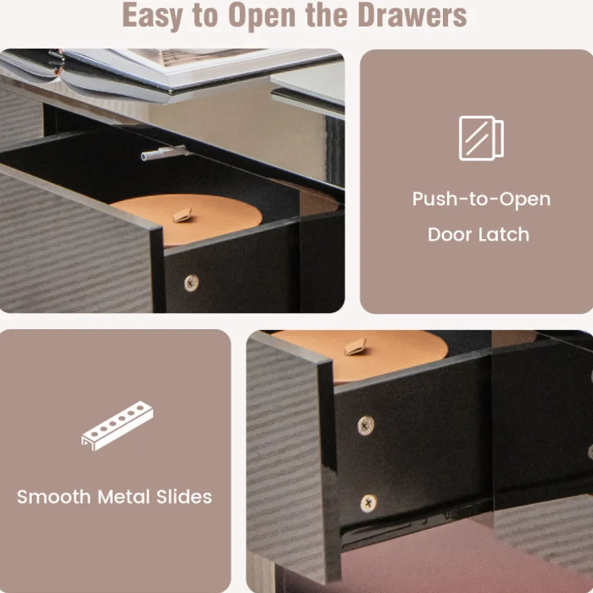 LED Coffee Table with Storage Drawers
