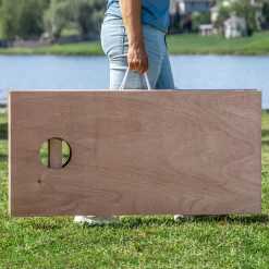 LED Wood Cornhole Set with Integrated Caddy