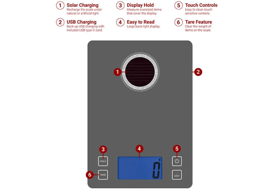 Light Powered Kitchen Scale