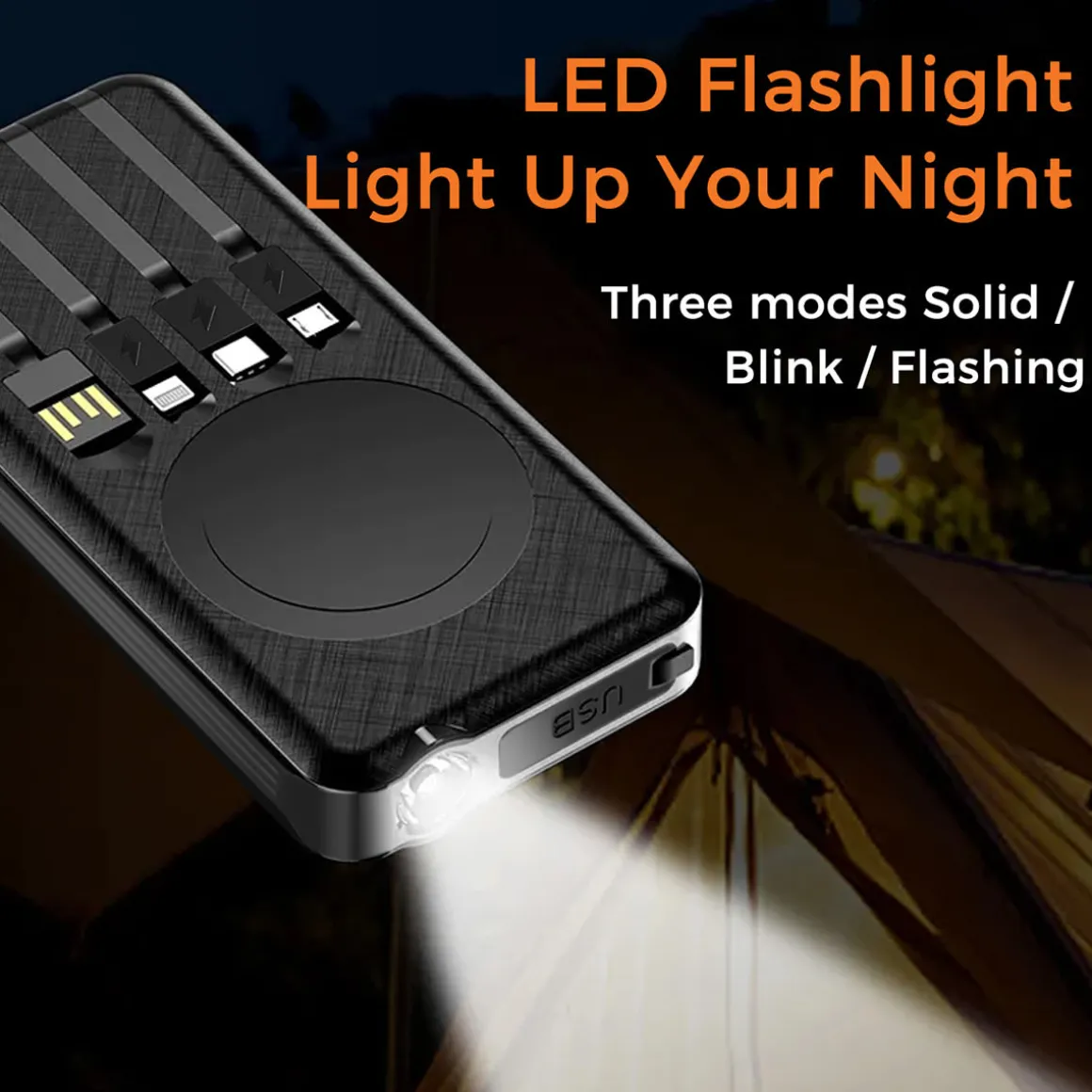 10000mAh Solar Power Bank with Wireless Charging
