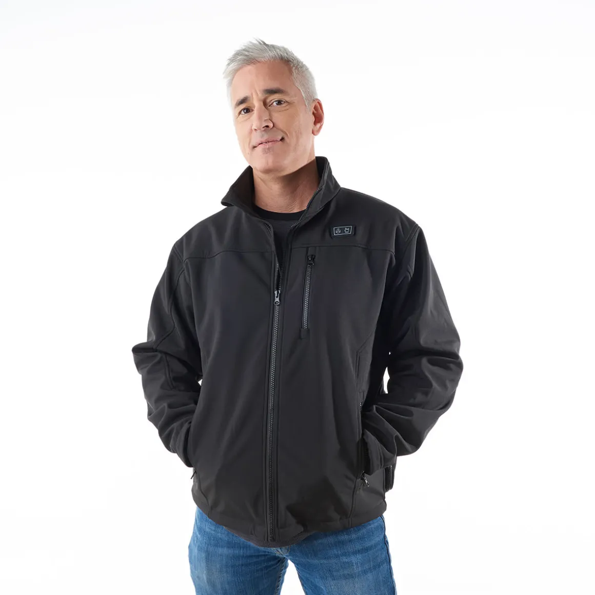 Men's Rechargeable Heated Softshell Jacket by Sharper Image