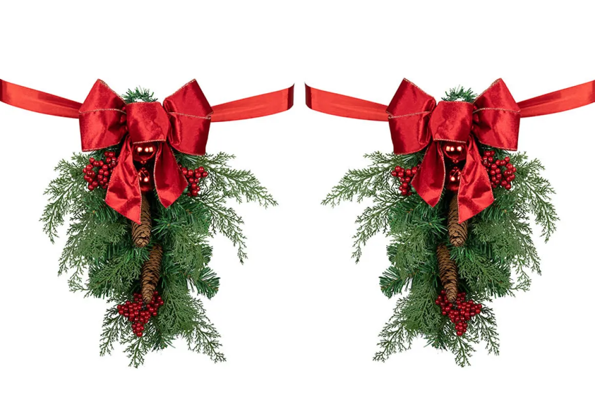 Mixed Cedar and Pine Christmas Chair Back Swags (Set of 2)