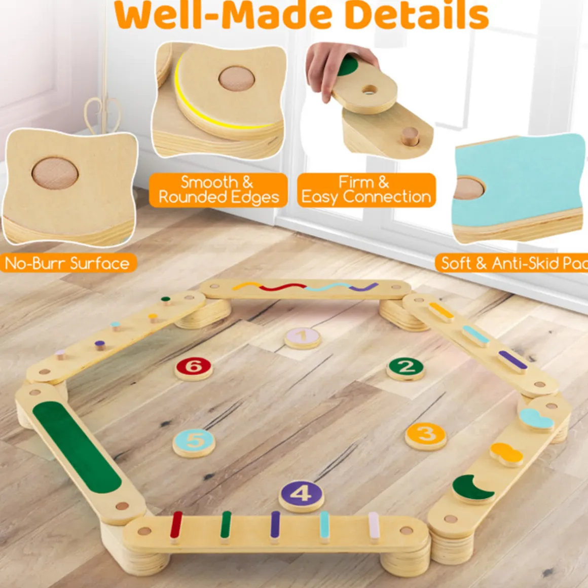 Montessori Balance Beam Set with Stepping Stones