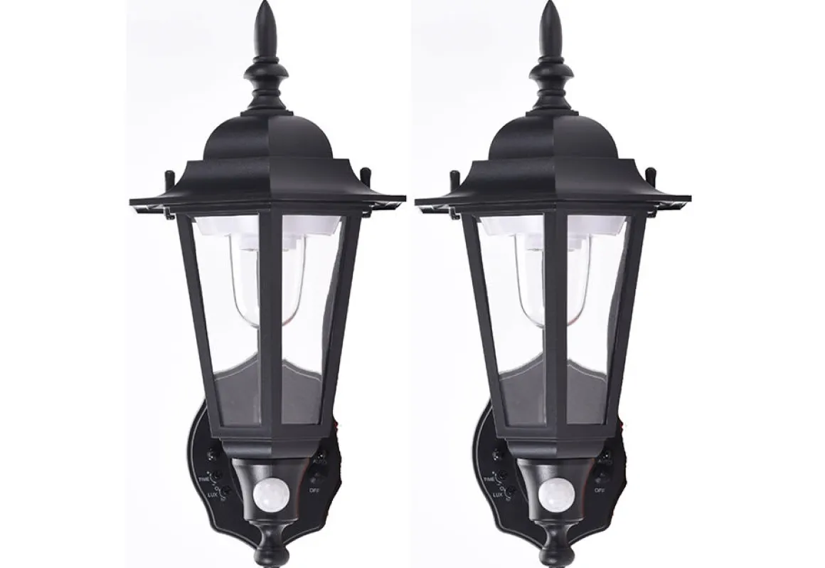 Motion Activated Outdoor Wall Sconces (2-Pack)