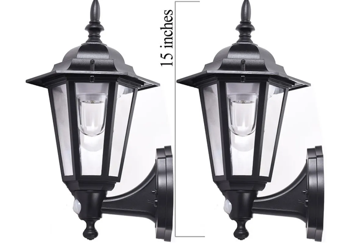 Motion Activated Outdoor Wall Sconces (2-Pack)