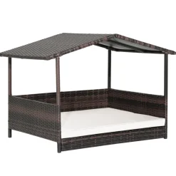 Outdoor Wicker Dog House with Weatherproof Roof