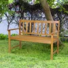2-Person Outdoor Acacia Wood Bench with Backrest