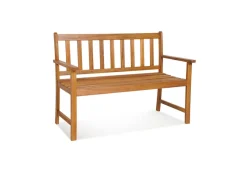 2-Person Outdoor Acacia Wood Bench with Backrest