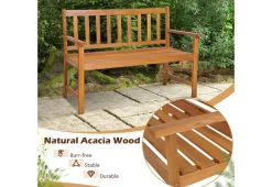2-Person Outdoor Acacia Wood Bench with Backrest