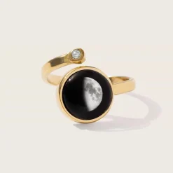 Personalized Choose Your Moon Phase Cosmic Spiral Ring