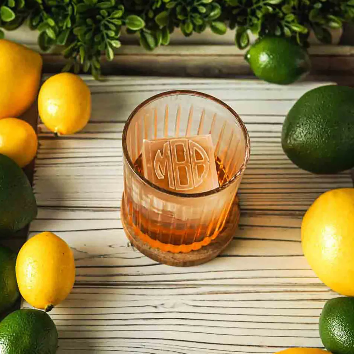 Personalized Whiskey Glasses and Ice Mold Gift Set