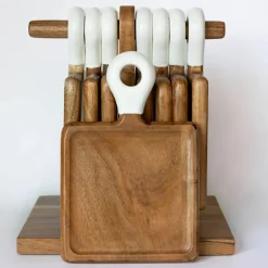 9-Piece Acacia Wood Charcuterie Board Set