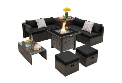 9-Piece Outdoor Furniture Set with Fire Table