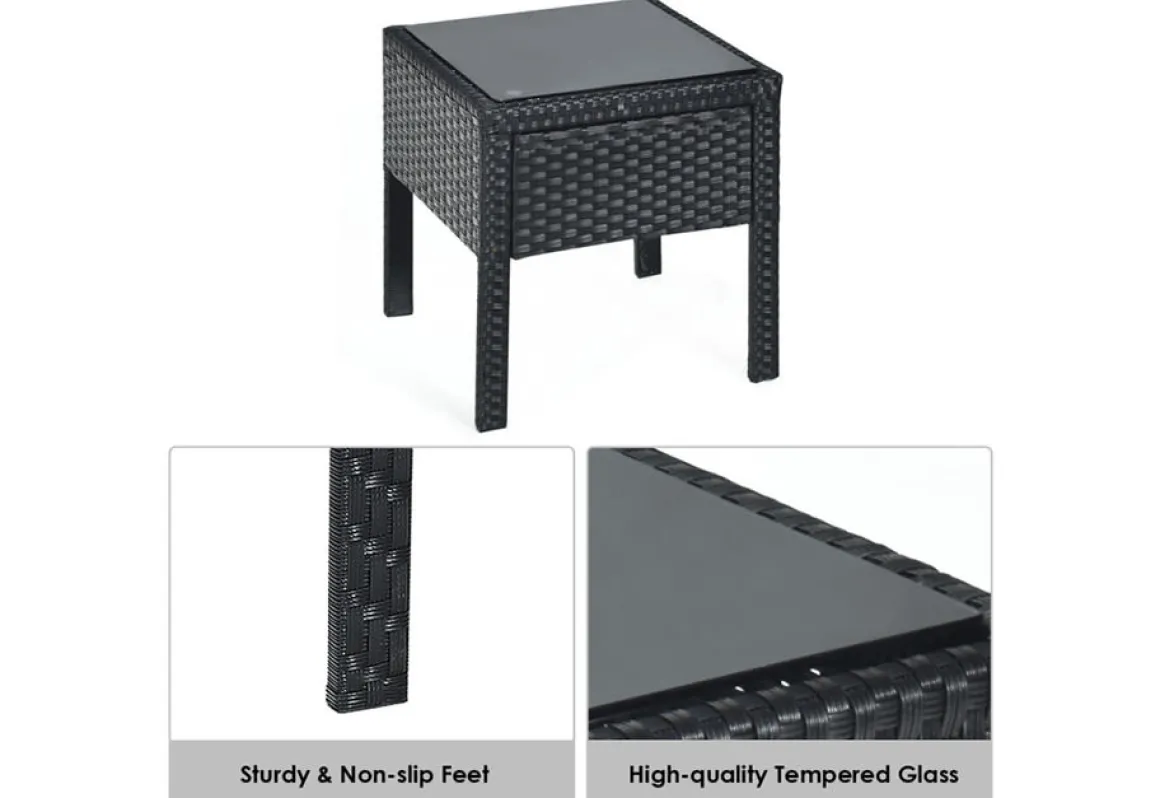 3-Piece Outdoor Rattan Patio Conversation Set
