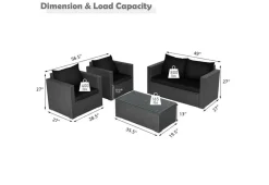 4-Piece Rattan Conversation Patio Set with Padded Cushion