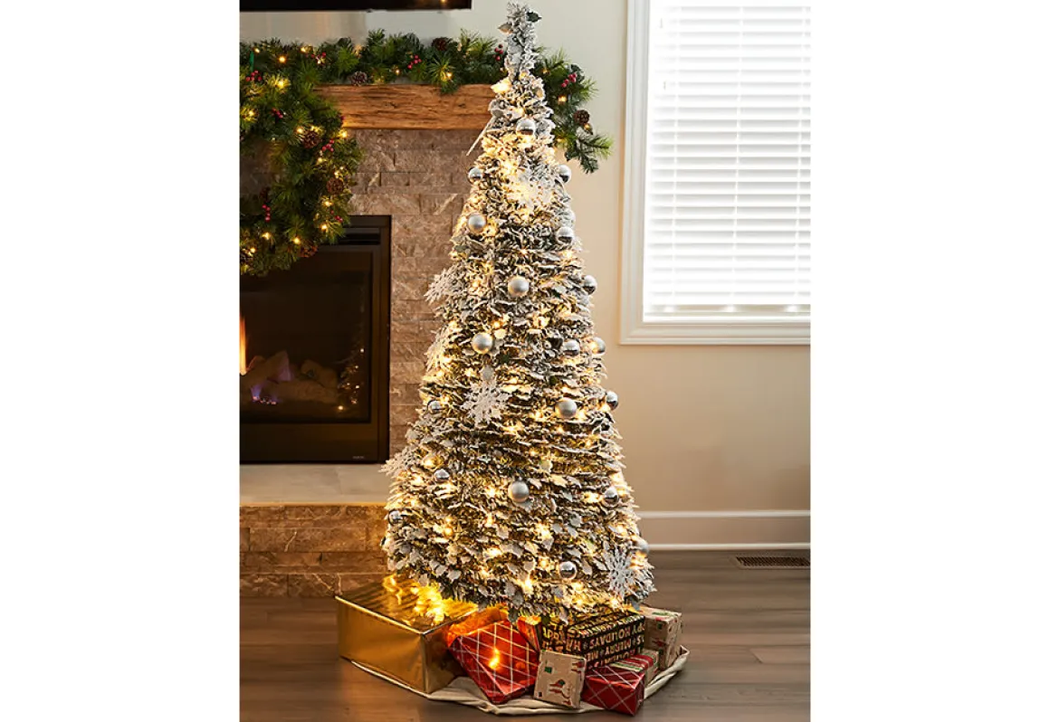 Pop-Up 6 Ft. White Flocked Christmas Tree