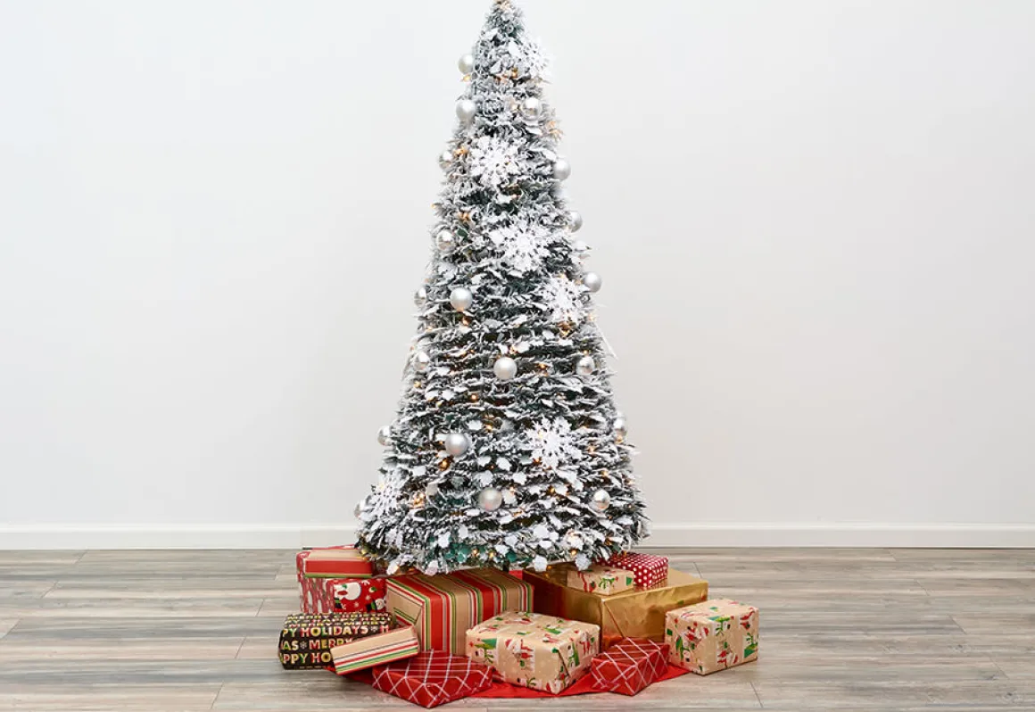 Pop-Up 6 Ft. White Flocked Christmas Tree